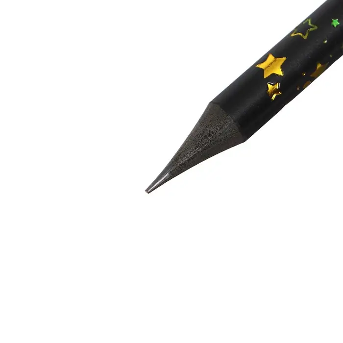 Карандаш чернографитный твёрдость HB, корпус чёрный с рисунком, заточенный, со стразой из акрила, МИКС