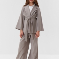 Комплект для девочки (жакет и брюки) MINAKU: PartyDress, цвет серый, рост 140 см