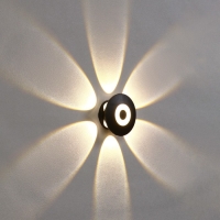 Светильник фасадный &laquo;Искра&raquo;, FSD-053, 8 Вт, 3000К, 6 лучей, IP65, 220 В, пластик, черный