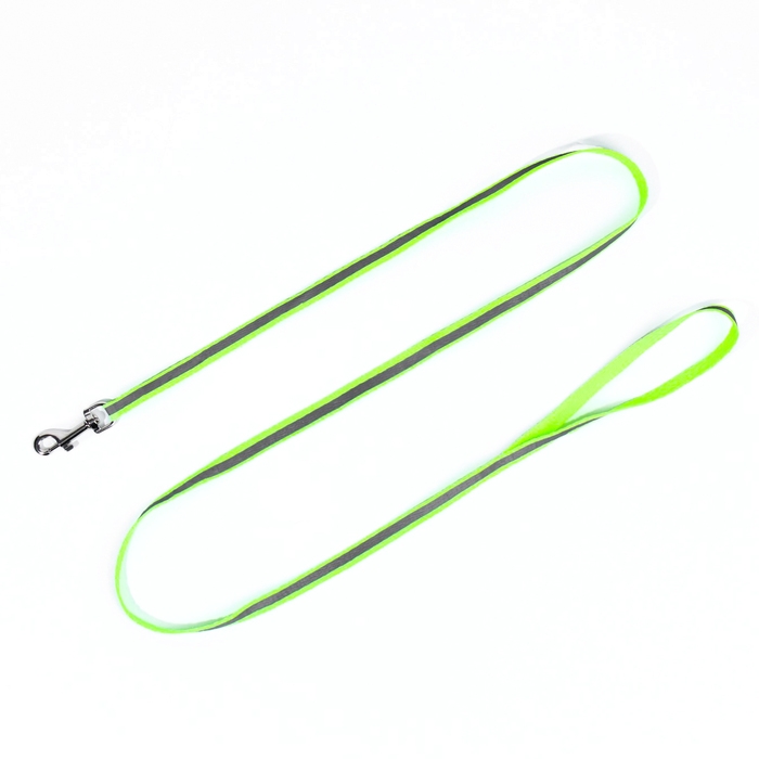 Комплект со светоотражающей лентой, ошейник 120 х 1 см, ОГ 26-40 см, зеленый