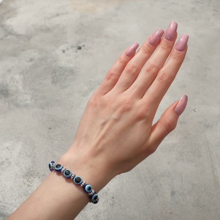 Браслет-оберег «Детский» глазки малые, цвет синий в серебре, d=3,5 см Браслет-оберег «Детский» глазки малые, цвет синий в серебре, d=3,5 см