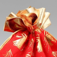 Мешочек подарочный плюш &laquo;Новогодние колокола&raquo;, колокольчик, тиснение, 30 х 40 см +/- 1.5 см, Новый год