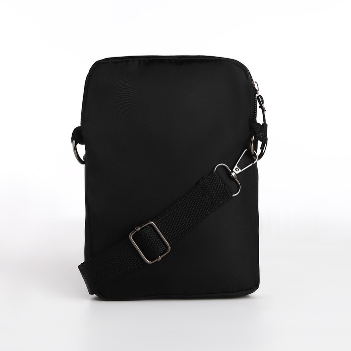 Сумка молодёжная на длинном ремне Anime, 20 х 15 х 3 см, отдел на молнии, цвет чёрный