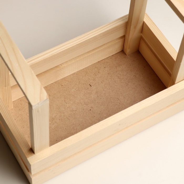 Кашпо деревянное двуреечное с ручками 24,5х14х19,5 см натуральное