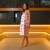 Полотенце для бани &laquo;Сердечки&raquo; женское парео,80х150&plusmn;4 см, 100% хлопок, ваф. полотно, 160 гр/м2