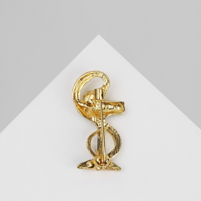 Брошь &laquo;Змея в геральдике&raquo; извивающаяся, цвет зелёный в золоте