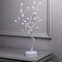 Светодиодный куст &laquo;Жемчужины&raquo; 45 см, 24 LED, постоянное свечение, батарейки ААх3 (не в комплекте), USB, свечение тёплое белое