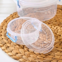 Набор контейнеров пищевых RICCO, 3 шт: 300 мл, 600 мл, 1,2 л, круглые, прозраячные, ручки голубые