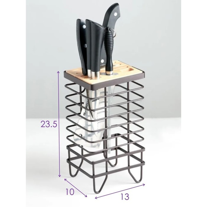 Подставка для ножей Доляна &laquo;Лофт&raquo;, 13&times;10,5&times;23 см, цвет коричневый