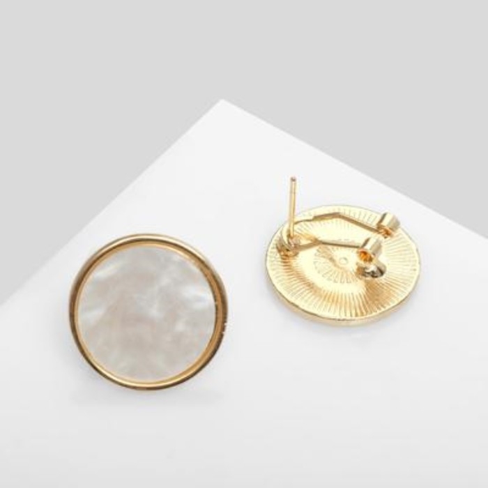 Серьги с перламутром &laquo;Сиа&raquo; диски, цвет белый в золоте