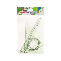 Набор чертёжный средний Calligrata (линейка 20 см, 2 треугольника, транспортир), прозрачный, микс, пакет Набор чертёжный средний Calligrata (линейка 20 см, 2 треугольника, транспортир), прозрачный, микс, пакет