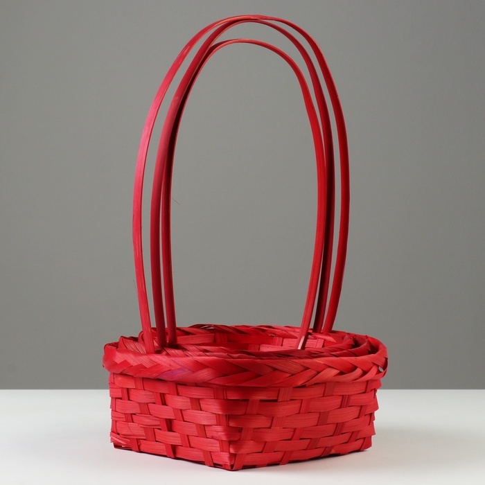 Набор корзин плетеных, D19x9/32 см, D22x9,5/34 см, D25x10/36 см, 3шт, красные, бамбук