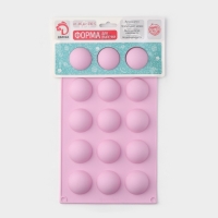 Форма для выпечки Доляна &laquo;Полусферы&raquo;, силикон, 29&times;17 см, 15 ячеек (d=4 см), цвет МИКС