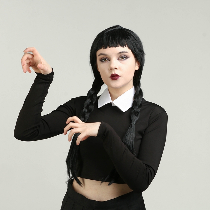 Карнавальный набор &laquo;Мрачная девчонка&raquo;, р. S: парик, юбка, чулки, воротник