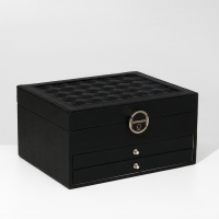 Подставка для украшений &laquo;Шкатулка&raquo; раздвижная с зеркалом, 22&times;17&times;11,5, цвет чёрный