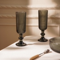 Набор бокалов для шампанского стеклянный SL Home &laquo;Модерн&raquo;, 150 мл, 5,5&times;18,5 см, цвет графитовый