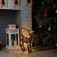 Светодиодная фигура &laquo;Плетёный олень&raquo; 29 &times; 42 &times; 10 см, металл, текстиль, батарейки ААх2 (не в комплекте), свечение тёплое белое