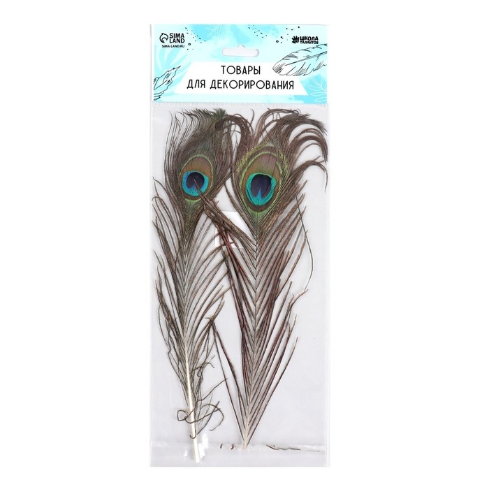 Набор перьев павлина для декора 2 шт. Набор перьев павлина для декора 2 шт.