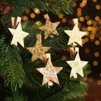 Набор декоративных прищепок &laquo;Звезды&raquo; 12&times;8 см, набор 6 шт., золотой