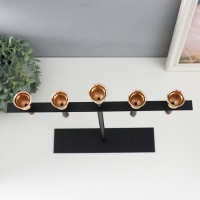 Подсвечник металл на 5 свечей "Кельт" d=3,5 см чёрный с золотом 36х29 см