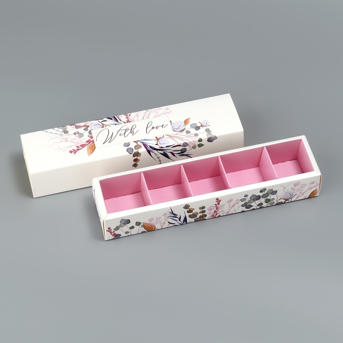 Коробка для конфет, кондитерская упаковка, 5 ячеек, &laquo;Венок&raquo;, 5 х 21 х 3.3 см