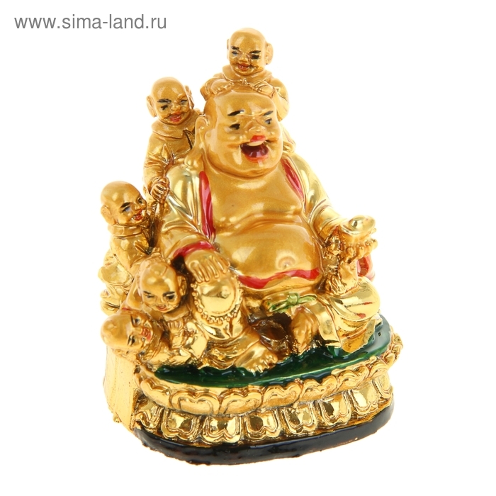 Нэцкэ золото "Хотей с детьми" 6 х 5,3 х 6 см