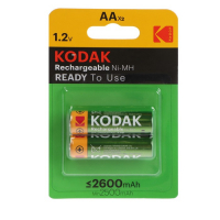 Аккумулятор Kodak, Ni-Mh, AA, HR6-2BL, 1.2В, 2600 мАч, блистер, 2 шт. Аккумулятор Kodak, Ni-Mh, AA, HR6-2BL, 1.2В, 2600 мАч, блистер, 2 шт.
