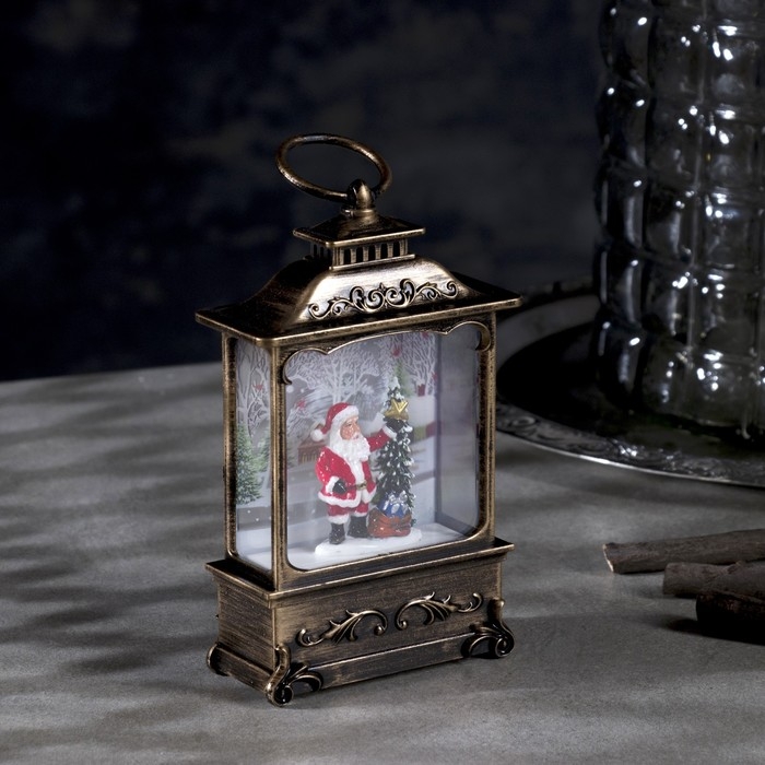 Светодиодная фигура &laquo;Дед Мороз и ёлка&raquo; 7.6 &times; 13.5 &times; 3.2 см, пластик, батарейки AG13х3 (в комплекте), свечение тёплое белое