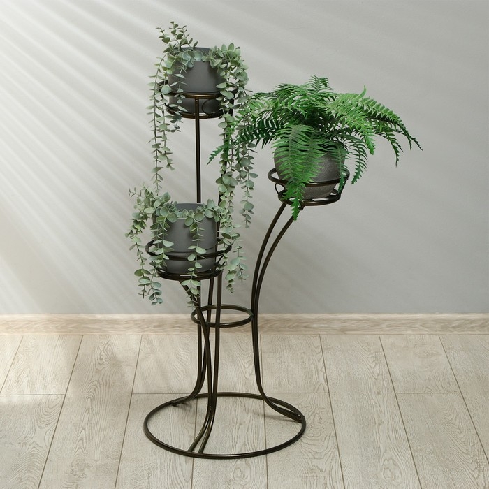 Подставка для цветов, напольная, на 3 горшка, d = 14 см, бронзовая, &laquo;Пирамида 3&raquo;