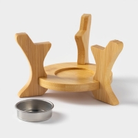 Чайник фарфоровый заварочный с подогревом на бамбуковой подставке BellaTenero «Полосы», 850 мл, цвет белый Чайник фарфоровый заварочный с подогревом на бамбуковой подставке BellaTenero «Полосы», 850 мл, цвет белый