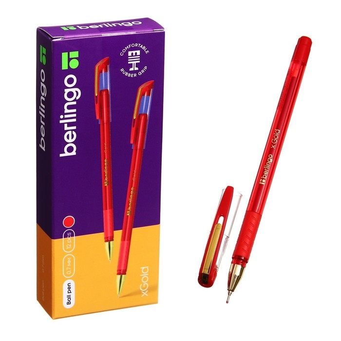 Ручка шариковая Berlingo xGold, стержень красный, узел-игла 0,7 мм Ручка шариковая Berlingo xGold, стержень красный, узел-игла 0,7 мм