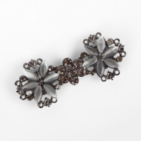 Декоративная застёжка, 6,5 &times; 3 см, цвет чёрный/серый