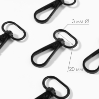 Карабин металлический, 45 × 25 мм / 20 × 3 мм, 5 шт, цвет чёрный Карабин металлический, 45 × 25 мм / 20 × 3 мм, 5 шт, цвет чёрный