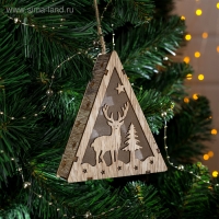 Ёлочная игрушка «Олень и ёлка», от батареек, свечение тёплое белое Ёлочная игрушка «Олень и ёлка», от батареек, свечение тёплое белое