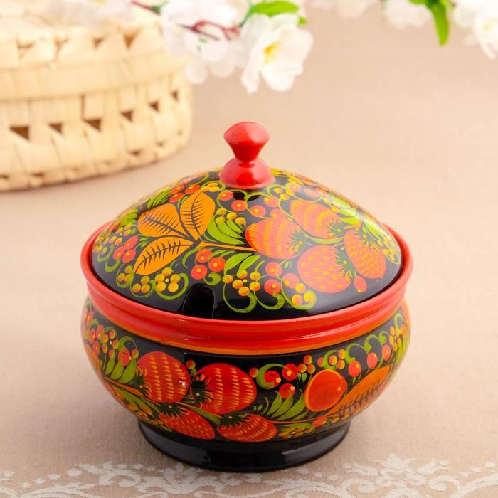 Сахарница «Ягодка», большая, 13×15 см, хохлома Сахарница «Ягодка», большая, 13×15 см, хохлома