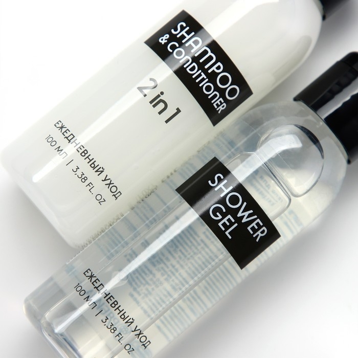 Дорожный набор косметики &laquo;Ежедневный уход&raquo;, шампунь для волос 2в1 и гель для душа, 2 х 100 мл, BEAUTY FOX