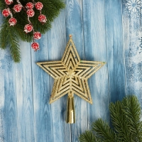 Наконечник "Звезда" крупные блёстки сияние, 14х17 см, золото Наконечник "Звезда" крупные блёстки сияние, 14х17 см, золото