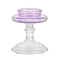 Подсвечник стекло на 1 свечу "Бокал на ножке" фиолетовый 18х8,5х5 см