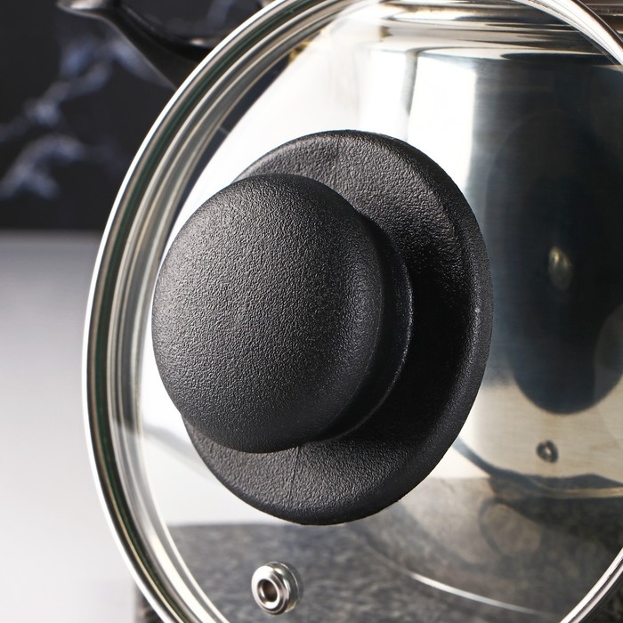 Крышка стеклянная для сковороды и кастрюли &laquo;Доляна&raquo;, d=14 см, нержавеющий обод, пластиковая ручка