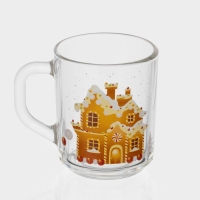 Кружка стеклянная чайная &laquo;Пряничный домик&raquo;, 200 мл