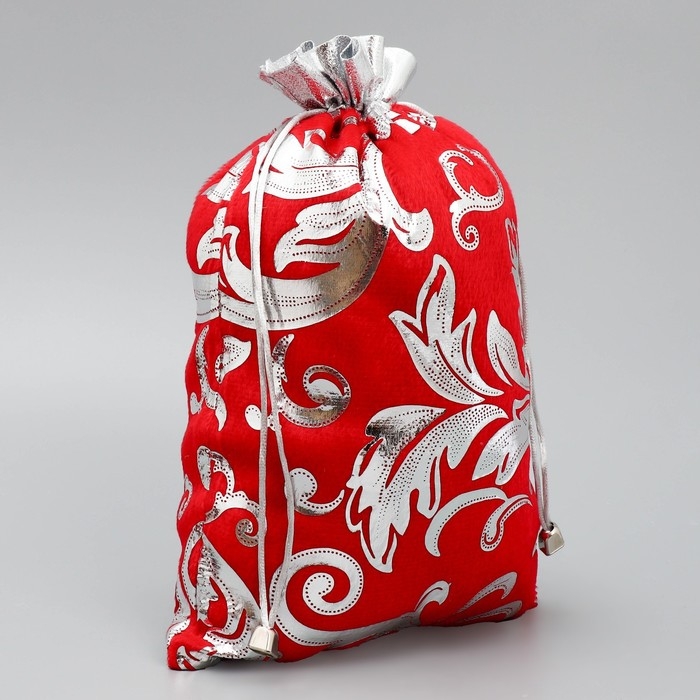 Мешочек подарочный плюш &laquo;Дед Мороз&raquo;, тиснение, 20 х 30 см +/- 1.5 см, Новый год