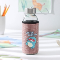 Бутылка для воды стеклянная в чехле «Дино», 300 мл, h=17 см, рисунок МИКС Бутылка для воды стеклянная в чехле «Дино», 300 мл, h=17 см, рисунок МИКС