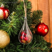 Новогодняя подвеска с природным декором &laquo;Капля с шишками&raquo;