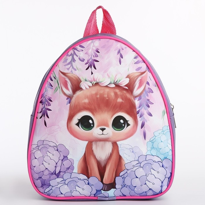 Рюкзак детский для девочки  &laquo;Оленёнок&raquo;, 23х20,5х10 см, отдел на молнии, цвет красный