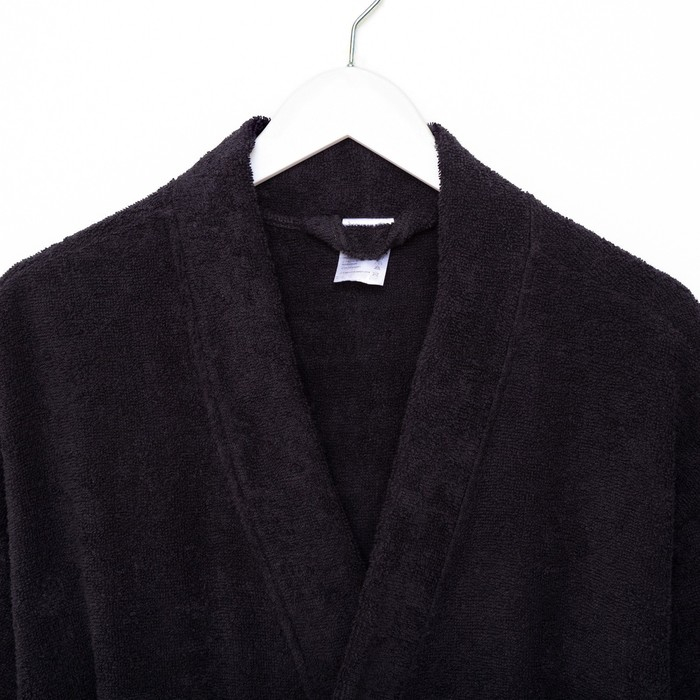 Халат махровый Экономь и Я, мужской размер 48-50 цвет чёрный, 100% хлопок с AIRO, 320 г/м2 Халат махровый Экономь и Я, мужской размер 48-50 цвет чёрный, 100% хлопок с AIRO, 320 г/м2