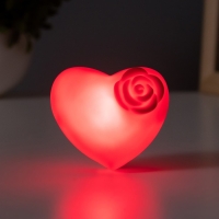 Ночник Сердце с цветочком LED красный 3,2х6х6,5 см