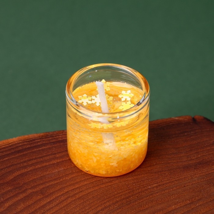 Новогодняя свеча гелевая в стакане Зима это ..&laquo;Новый год: Золотой шик&raquo;, без аромата, скретч-слой, 2,5 х 2,5 х 2,5 см