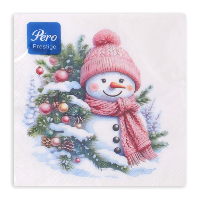 Салфетки бумажные Pero Prestige «Милый снеговик», 3 слоя, 33х33, 20 шт Салфетки бумажные Pero Prestige «Милый снеговик», 3 слоя, 33х33, 20 шт