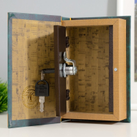 Сейф-книга дерево кожзам "Атлас мира" 17х11х5 см