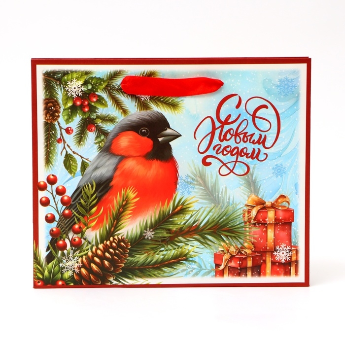 Новый год. Пакет подарочный новогодний бумажный, Новый год. Пакет подарочный новогодний бумажный, "С Новым Годом", 24 х 20 х 11 см.